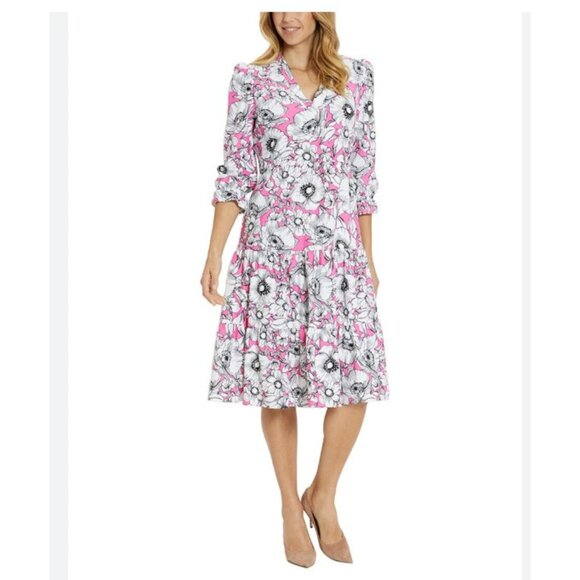 Jude Connally Dress Womens Large Pink Maggie Perennial Garden Peony Made USA NWT - Picture 1 of 5